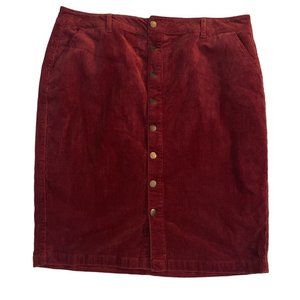 D. jeans Corduroy Skirt Brick Red 20W Western Knee Length Cotton